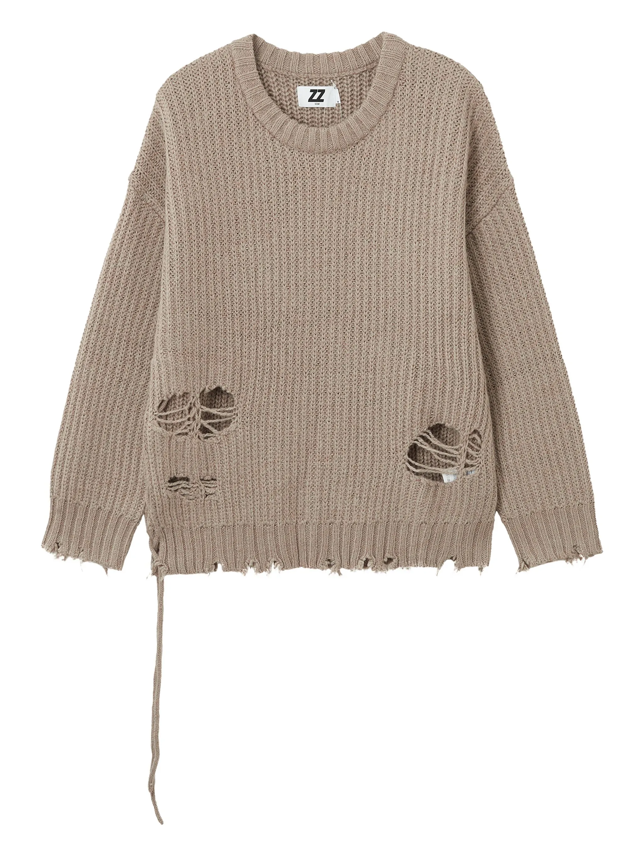 

Свитер в рубчик с эффектом потертости Izzue, бежевый