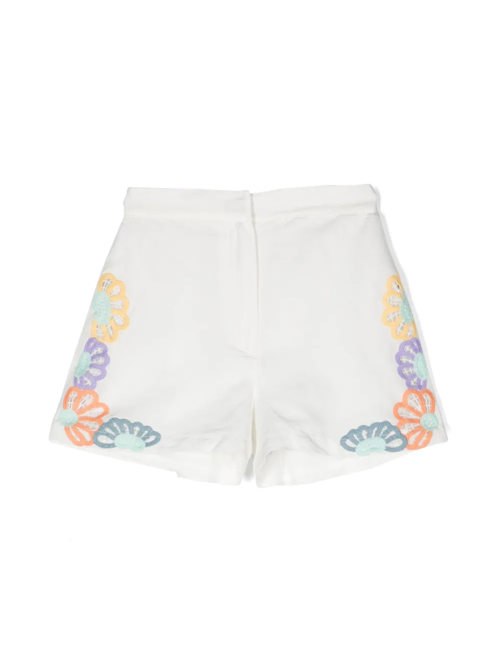 

Шорты из смесового льна с цветочной вышивкой Stella McCartney Kids, белый
