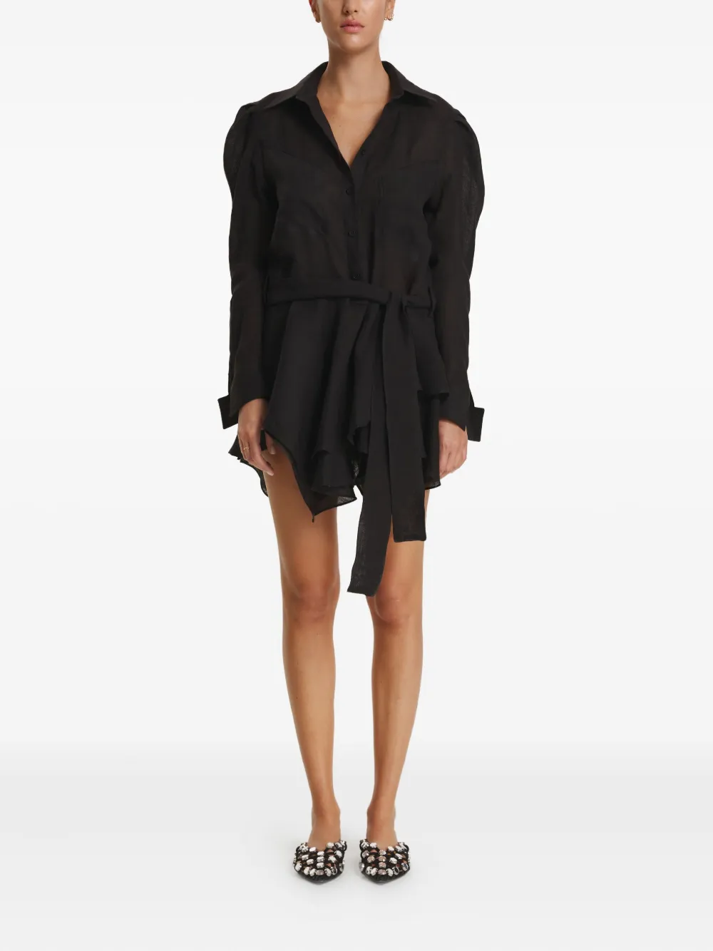 

Мини-платье с поясом и карманами Pnk, черный