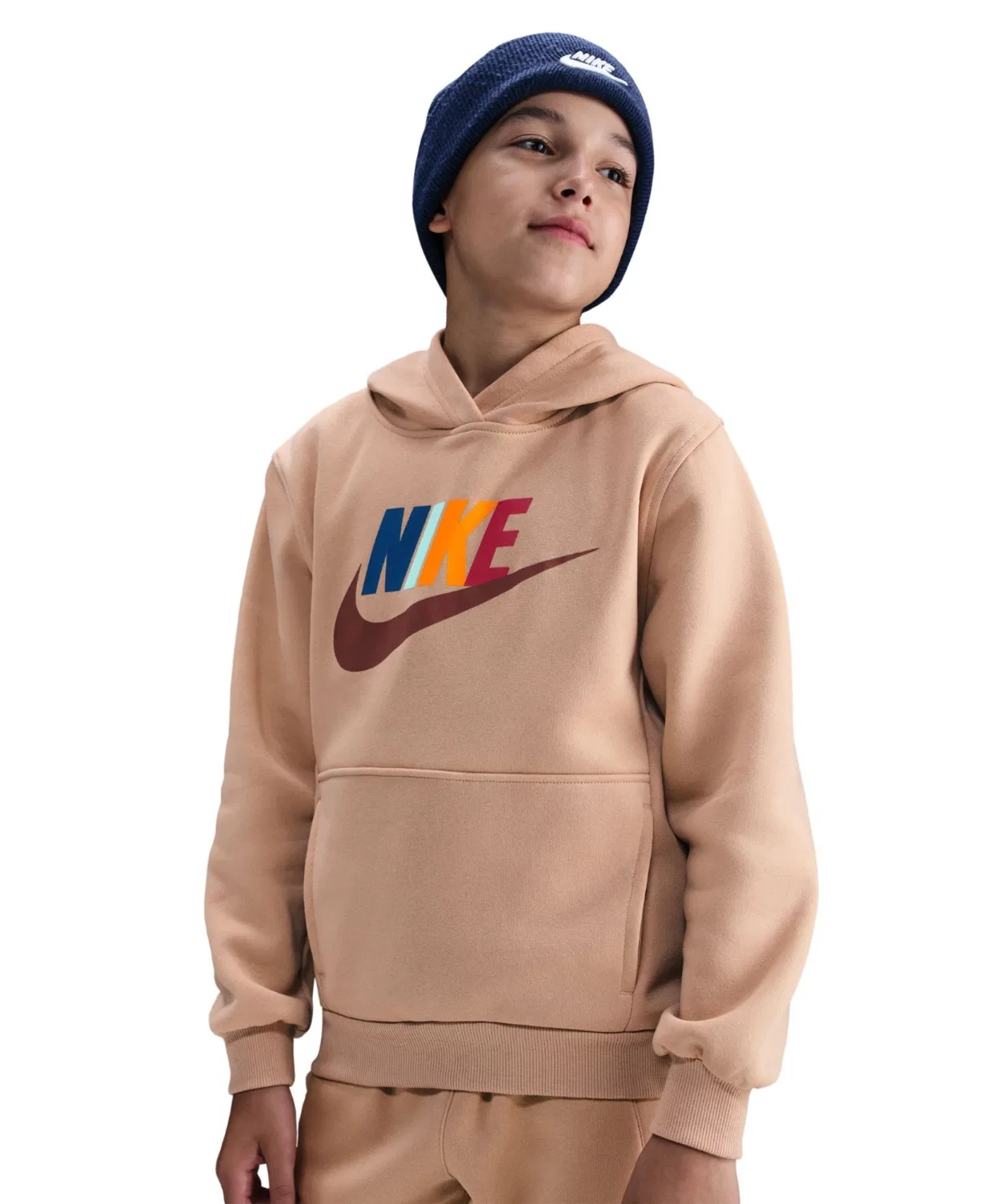 Детская толстовка Nike Club Fleece, бежевая