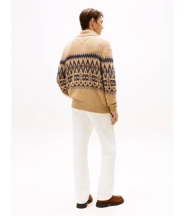 Шерстяная водолазка Fair Isle relaxed fit Tommy Hilfiger, бежевый — фото 3