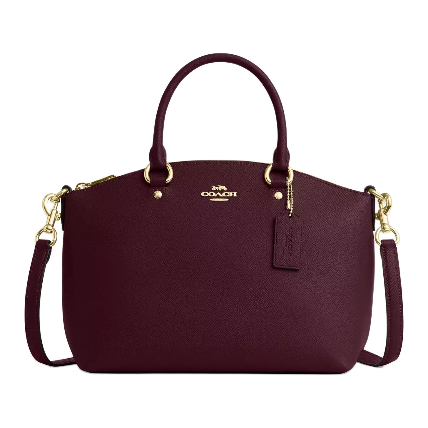 

COACH Кожаная сумка Sadie большая женская темно-бордовая