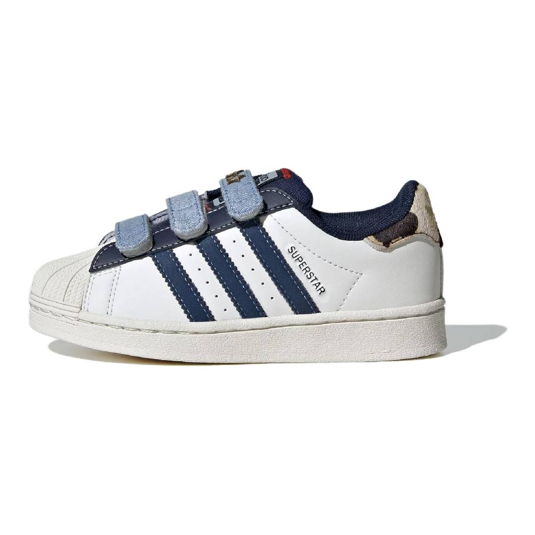 

Adidas Originals Детские кроссовки для скейтбординга SUPERSTAR, устойчивые к истиранию, низкие, белые, голубые, детские