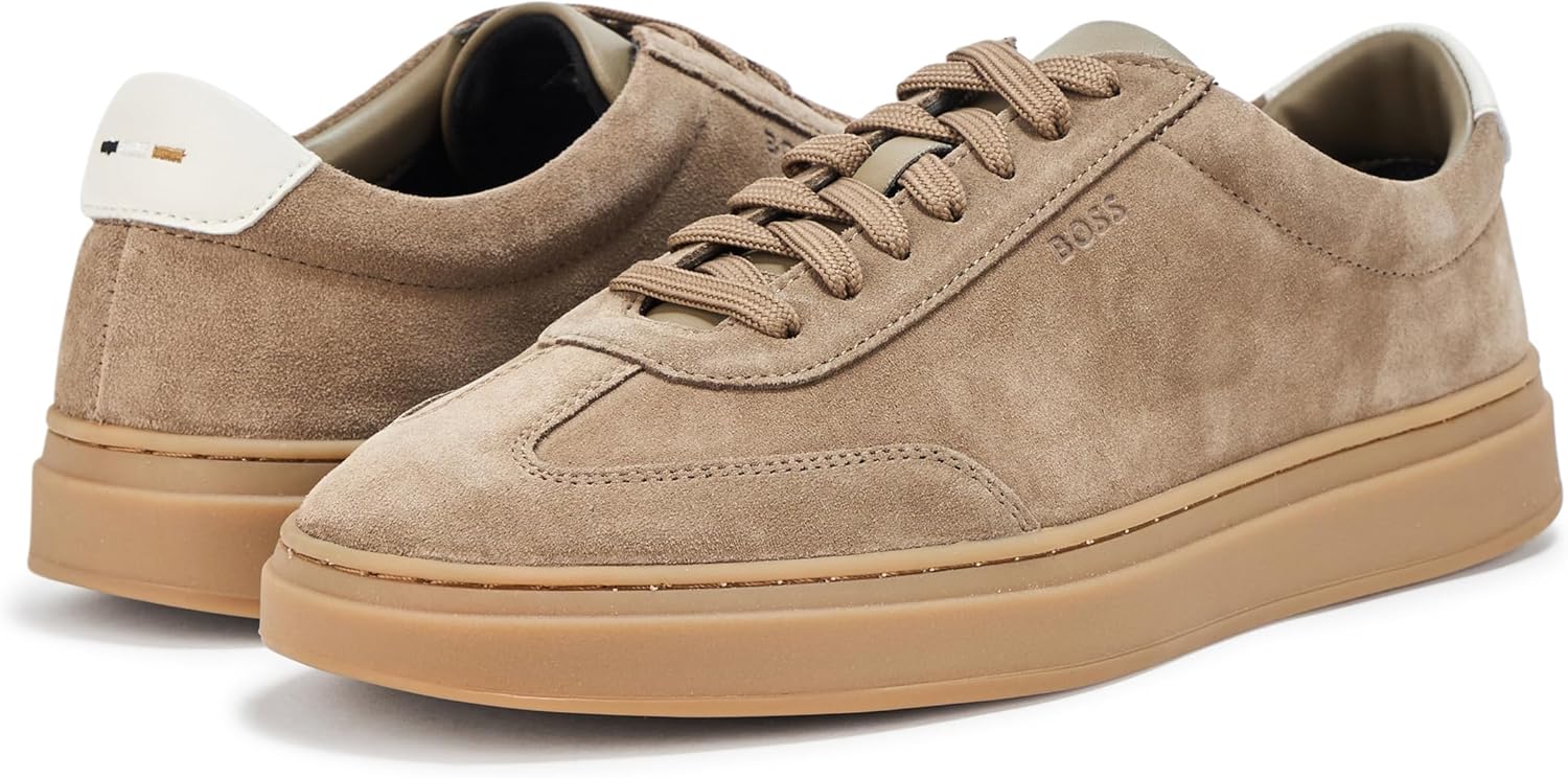 BOSS мужские кроссовки Kieran Cupsole Suede, Truffle — фото 3