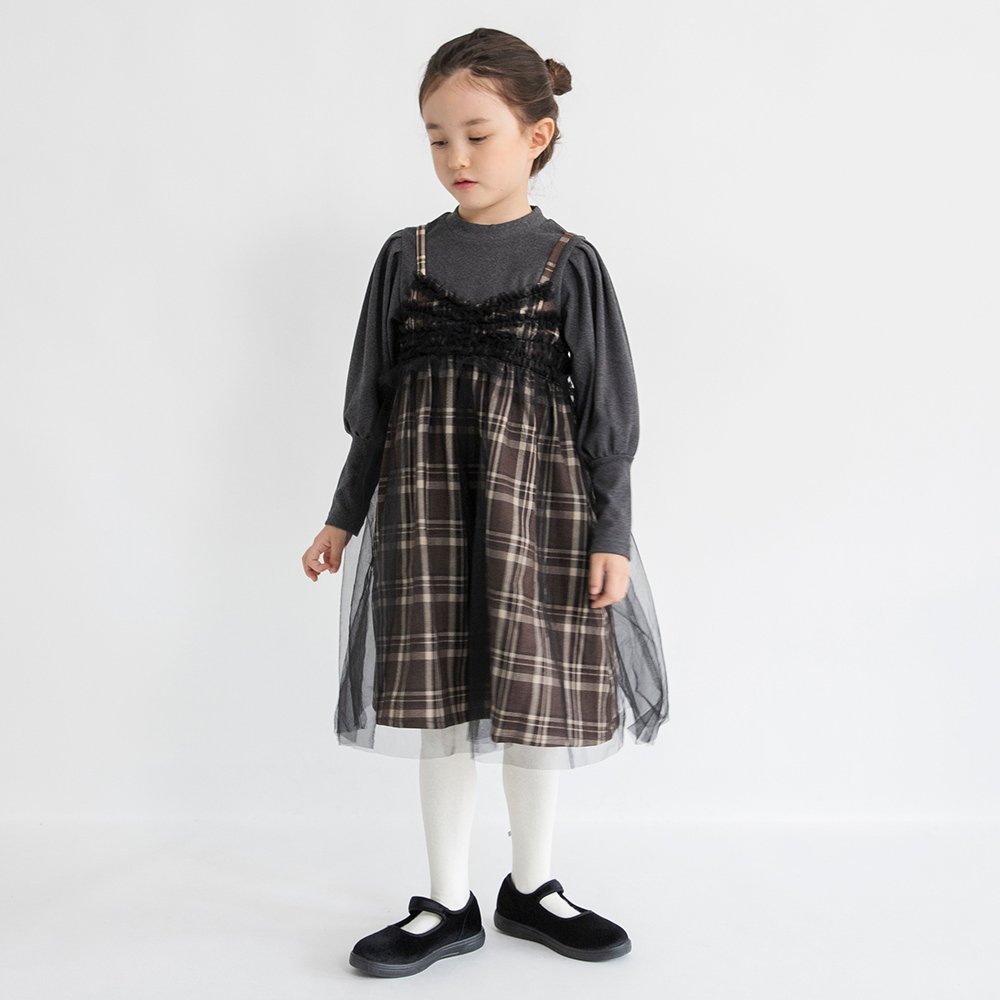 Клетчатая юбка-свитер с тюлем Branshes, black