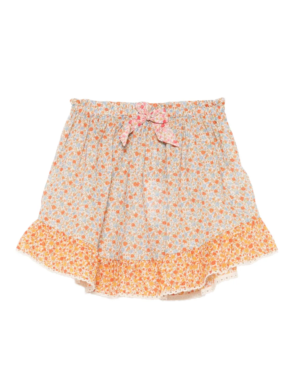 

Юбка с цветочным принтом и оборками ZIMMERMANN Kids, оранжевый