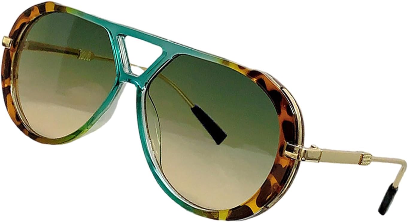 

Солнцезащитные очки в стиле ретро с двойной перемычкой и круглыми линзами для женщин, идеально подходящие для повседневного использования на работе и на открытом воздухе PANGBOER, Green Frame