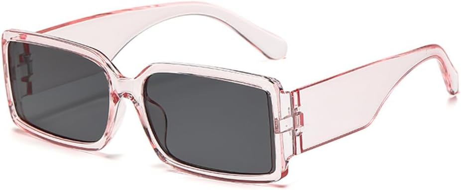 

Модные солнцезащитные очки для женщин, зеленые и черные, с защитой от УФ-излучения UV400, винтажные прямоугольные, панк, мужские солнцезащитные очки UV400 MTZJH, Clear Pink