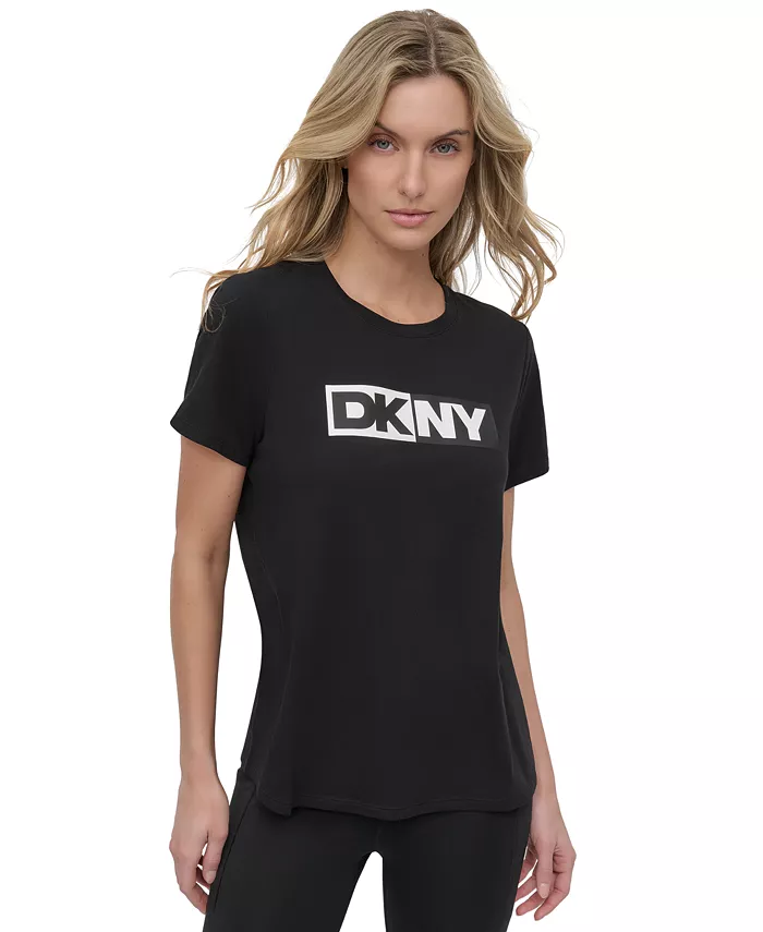 

Женская футболка с цветными блоками и логотипом Crewneck DKNY, черный