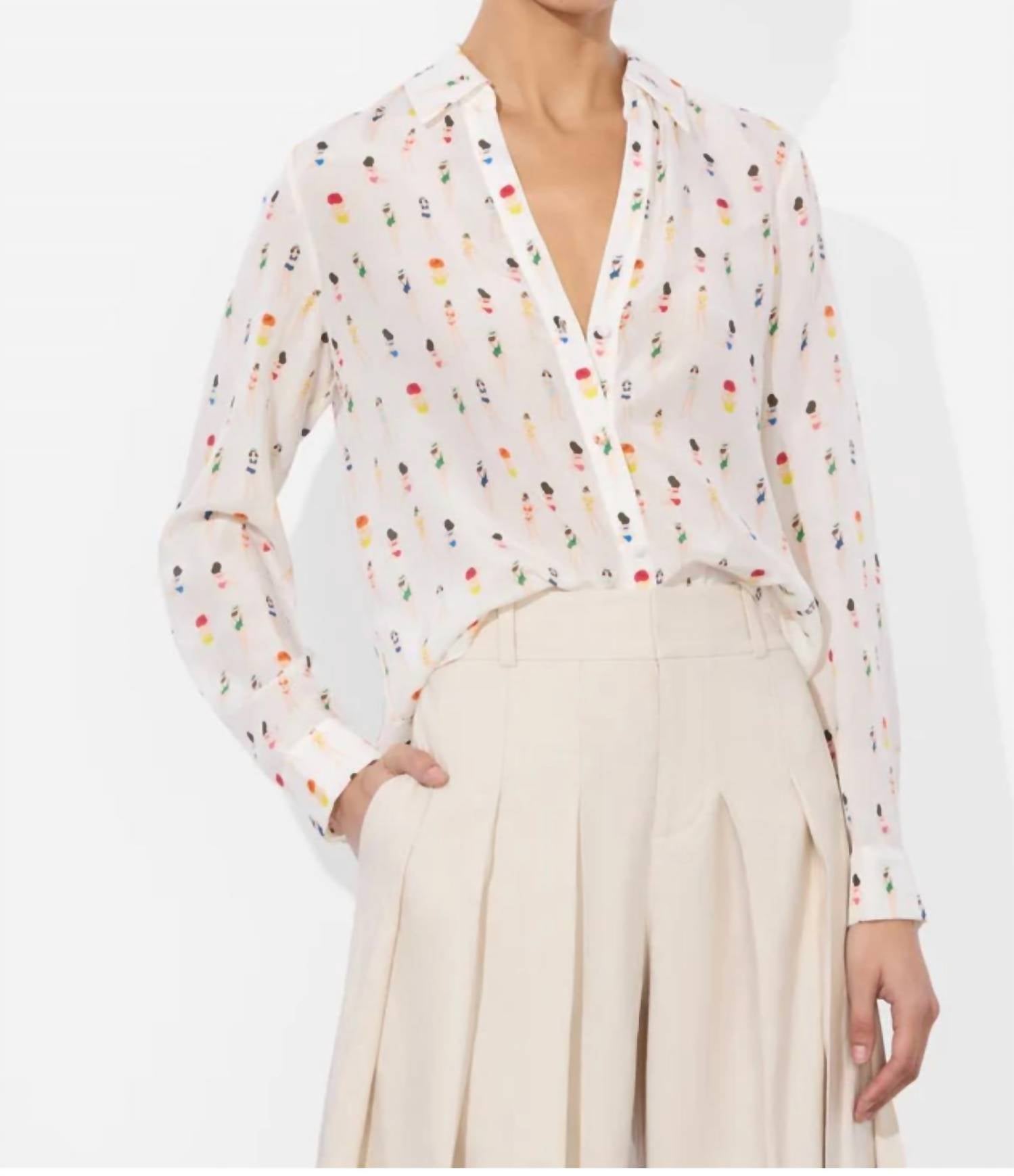 

Блуза Eloise с пуговицами в белом цвете Alice + olivia