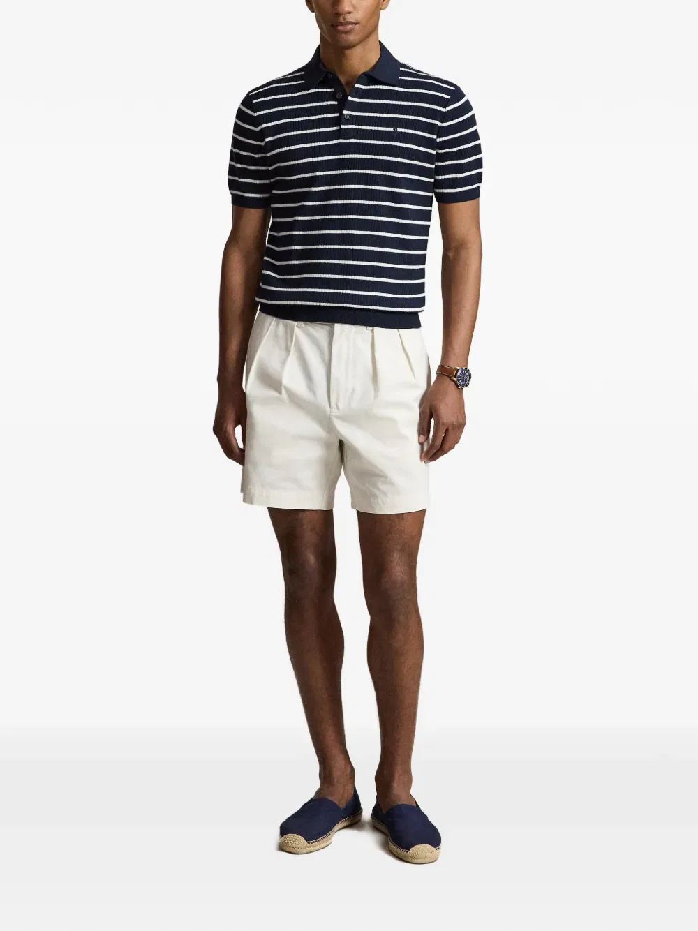 Полосатая трикотажная рубашка-поло Polo Ralph Lauren, синий — фото 2