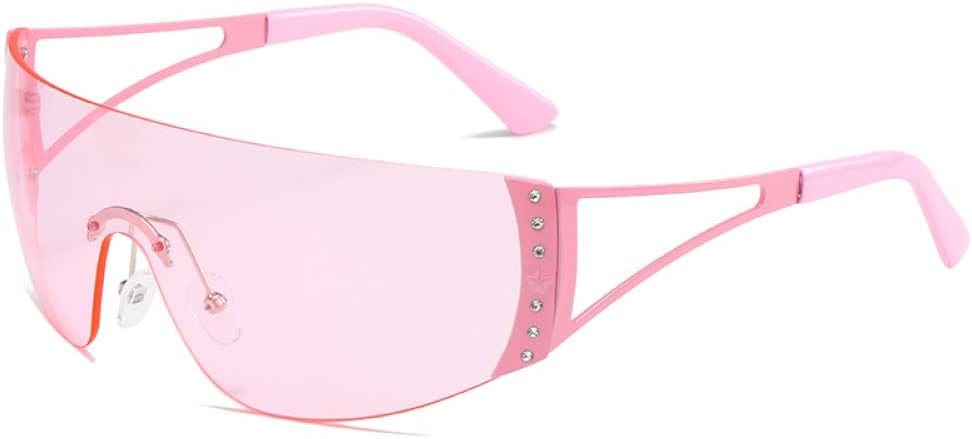 

Ретро-солнцезащитные очки для женщин, роскошные большие солнцезащитные очки с обтекаемой формой, защита от УФ-излучения UV400, модные розовые очки для женщин MTZJH, One Color