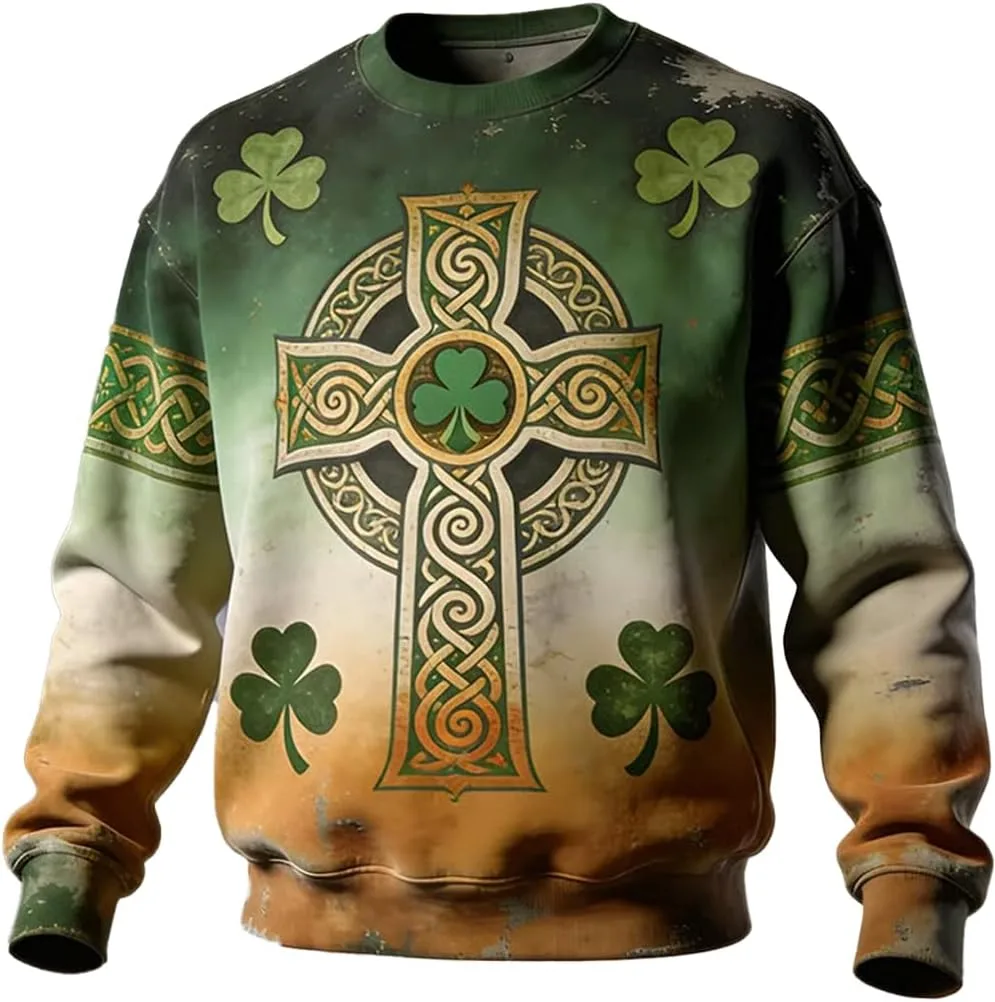 

Мужской свитшот с кельтским крестом и трилистником