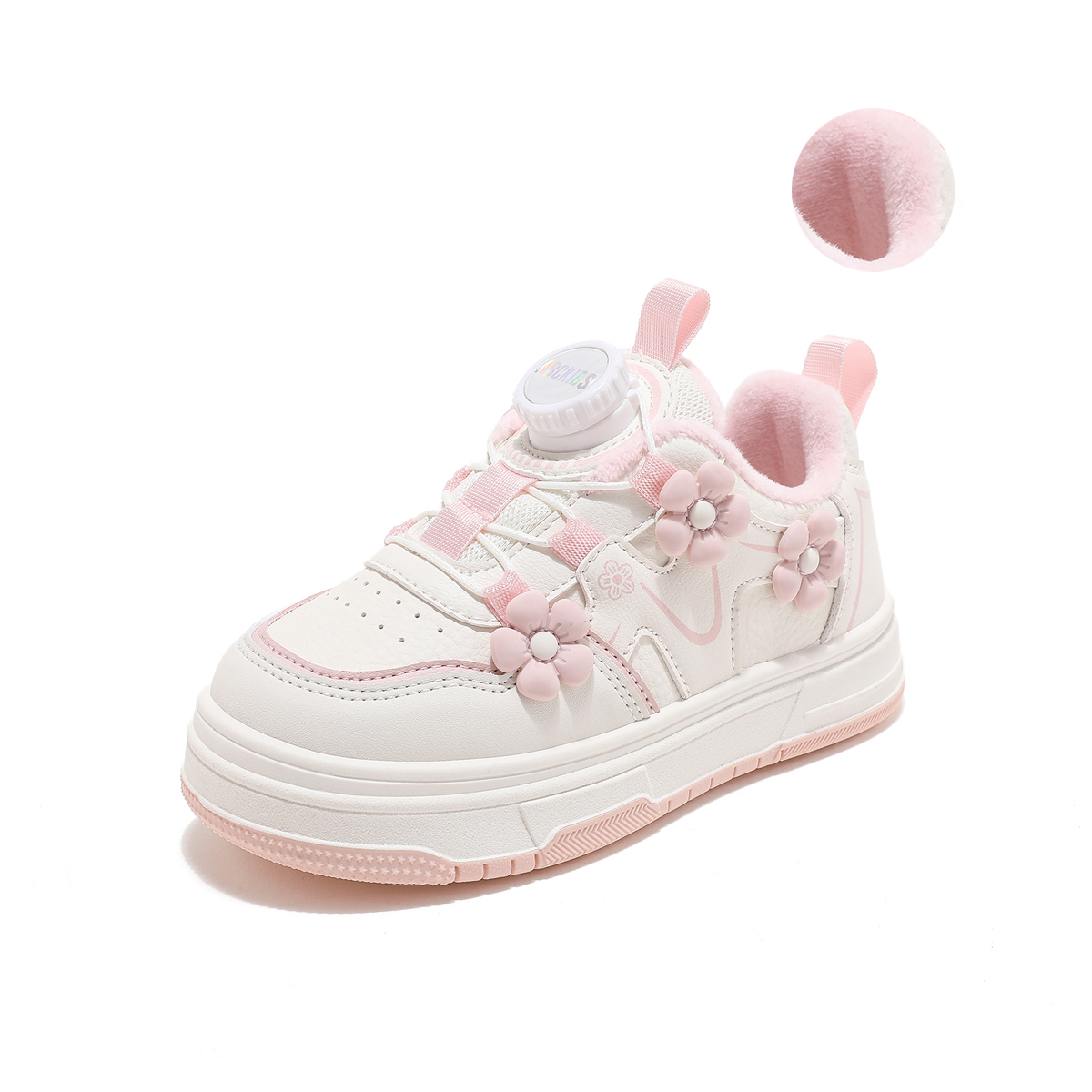 

ABC KIDS противоскользящие и износостойкие утепленные детские скейтборд кроссовки white/pink kids