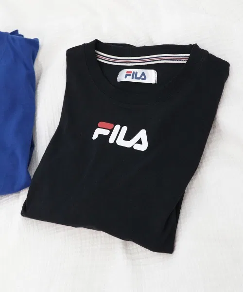 Детский костюм для сна FILA из хлопка, длинный рукав, тёмно-синий — фото 3