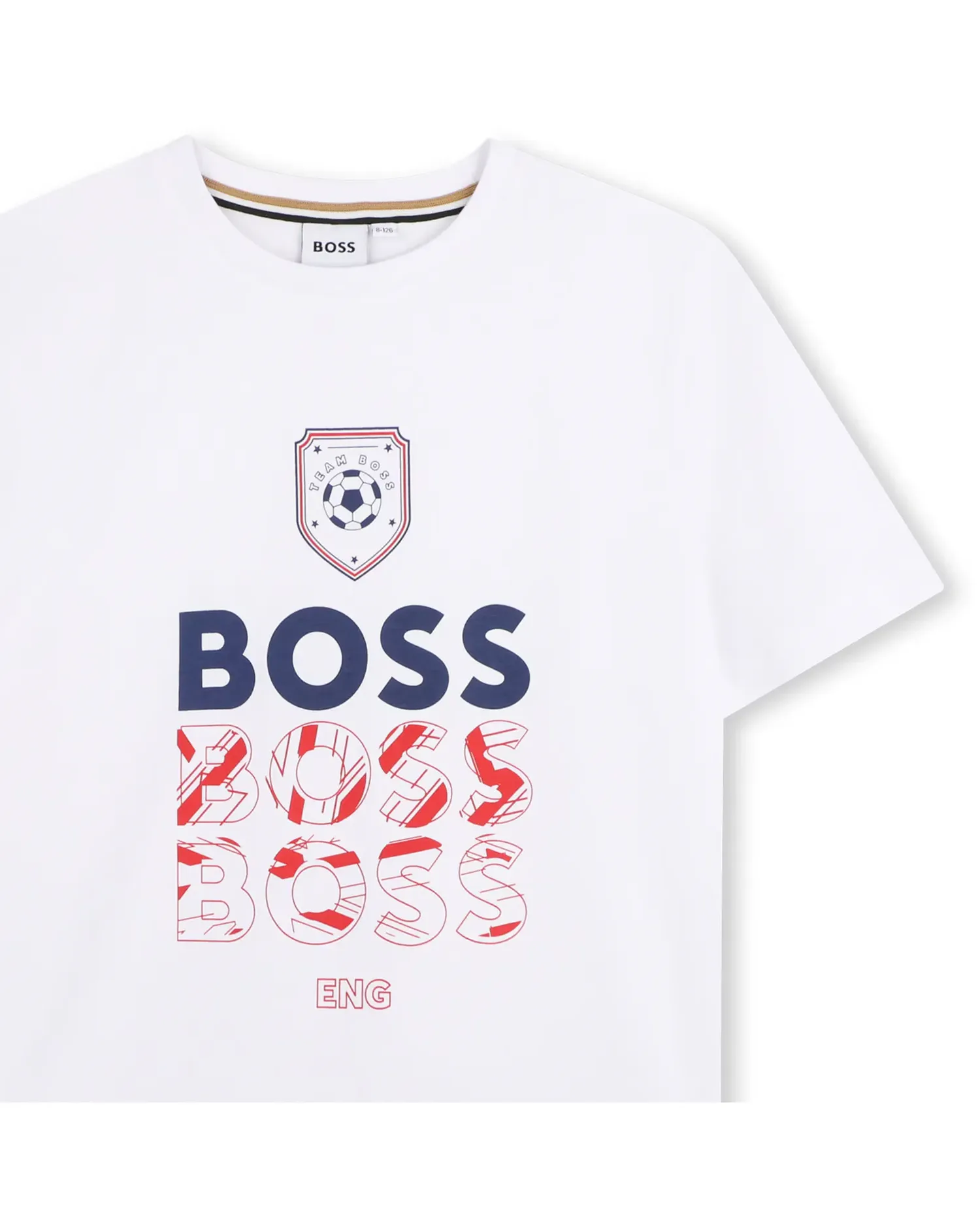 Футболка для мальчика с короткими рукавами с рисунком спереди из хлопка BOSS Kidswear, белый — фото 2
