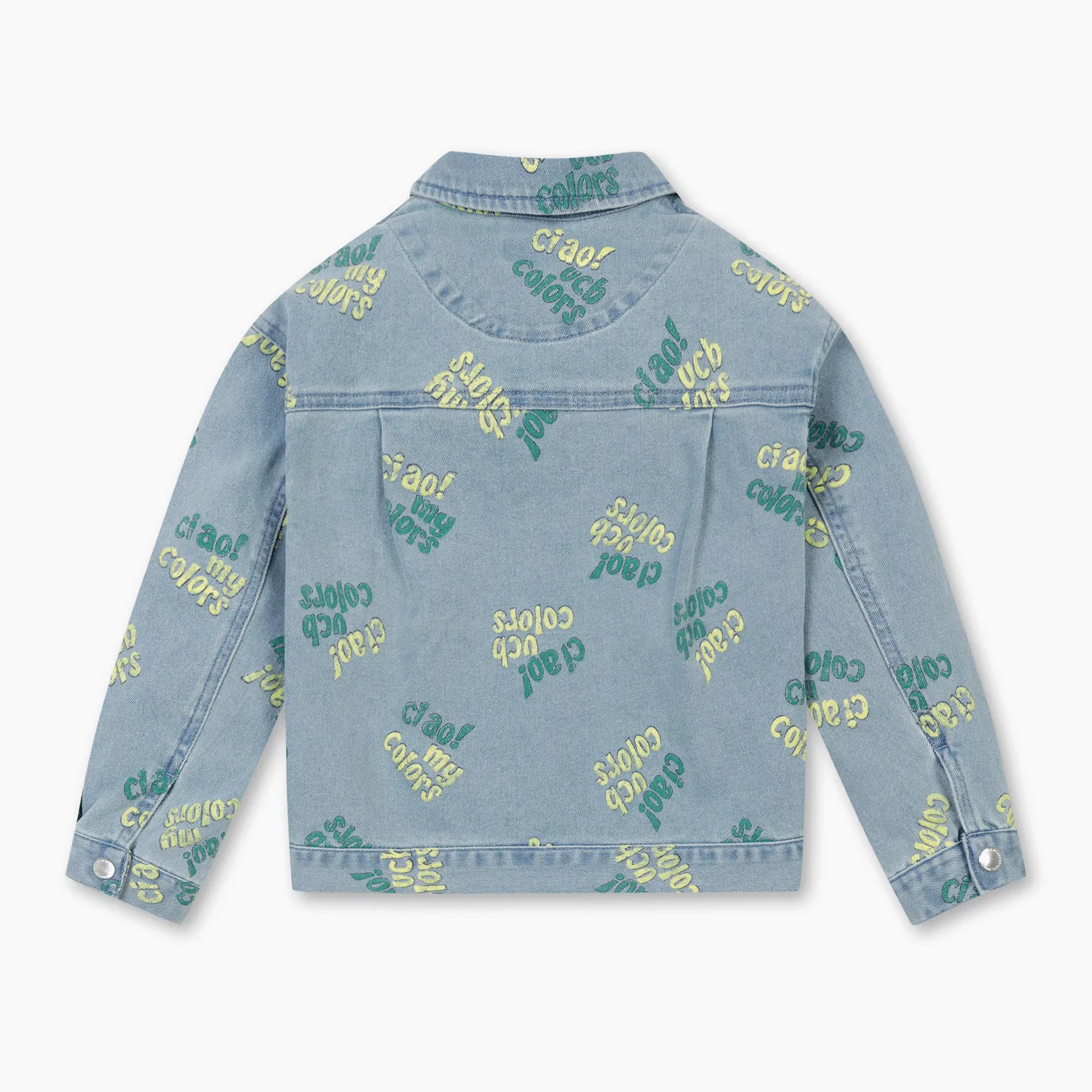 Детская джинсовая куртка Colors Lettering, синяя, от Benetton Kids — фото 2