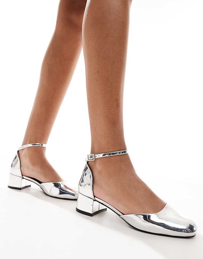 

Серебристые туфли ASOS DESIGN – Syrup – на среднем каблуке