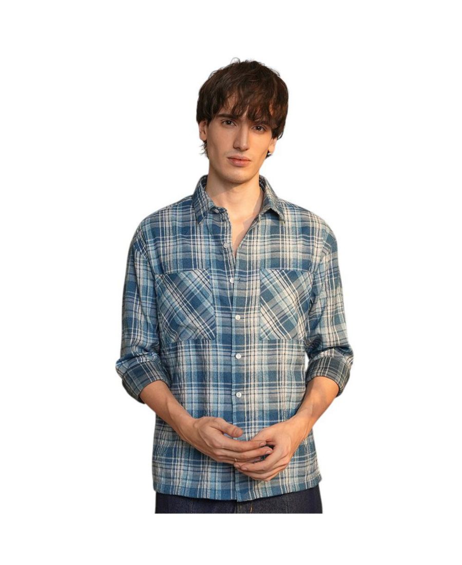 

Мужская рубашка в клетку стального синего цвета Campus Sutra, Blue