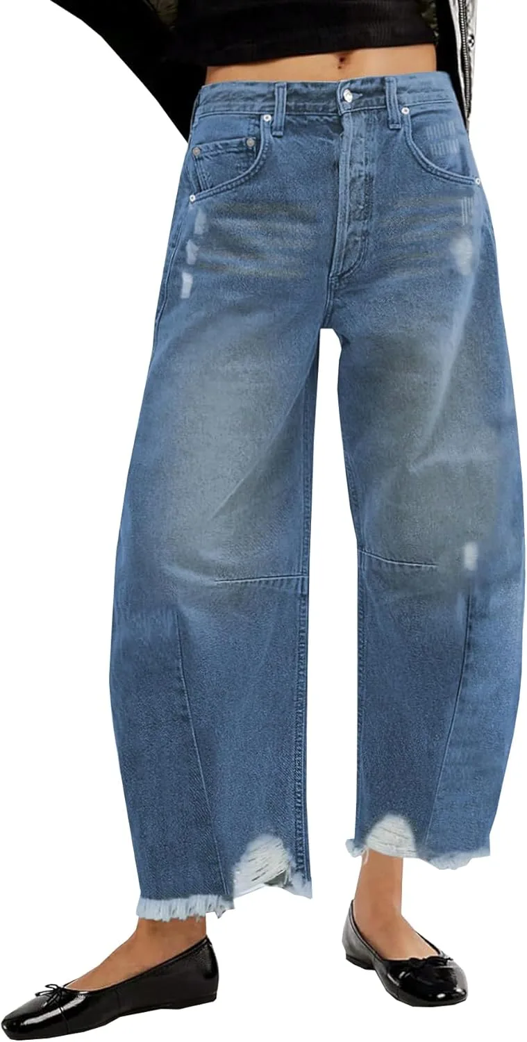 

Женские джинсы Bucket-Cut Mid Waist, Casual Boyfriend-Style, длина до щиколотки Kirellaor