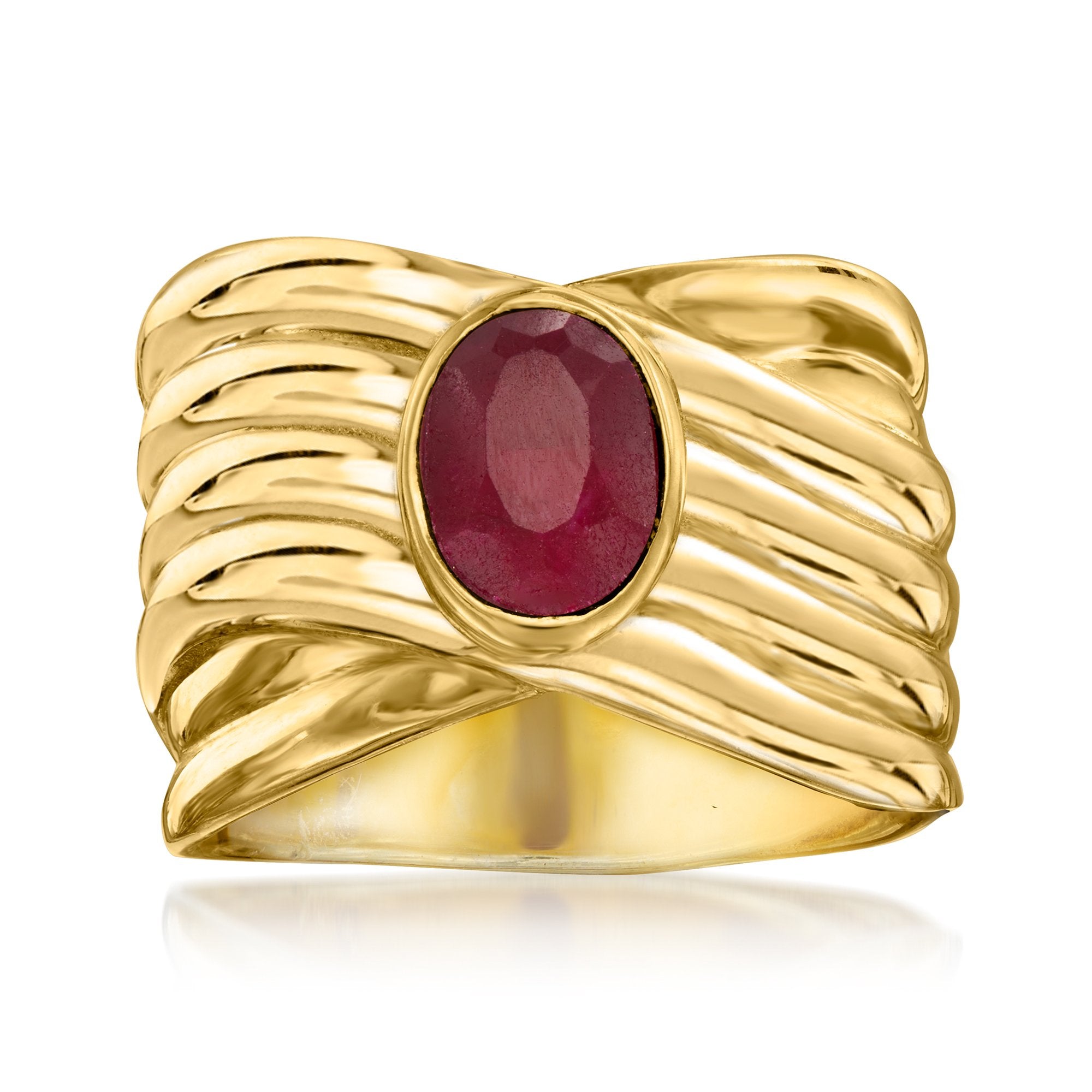 

Кольцо Ross-Simons Ruby Crisscross из 18-каратного золота с покрытием Sterling Ross-Simons, красный