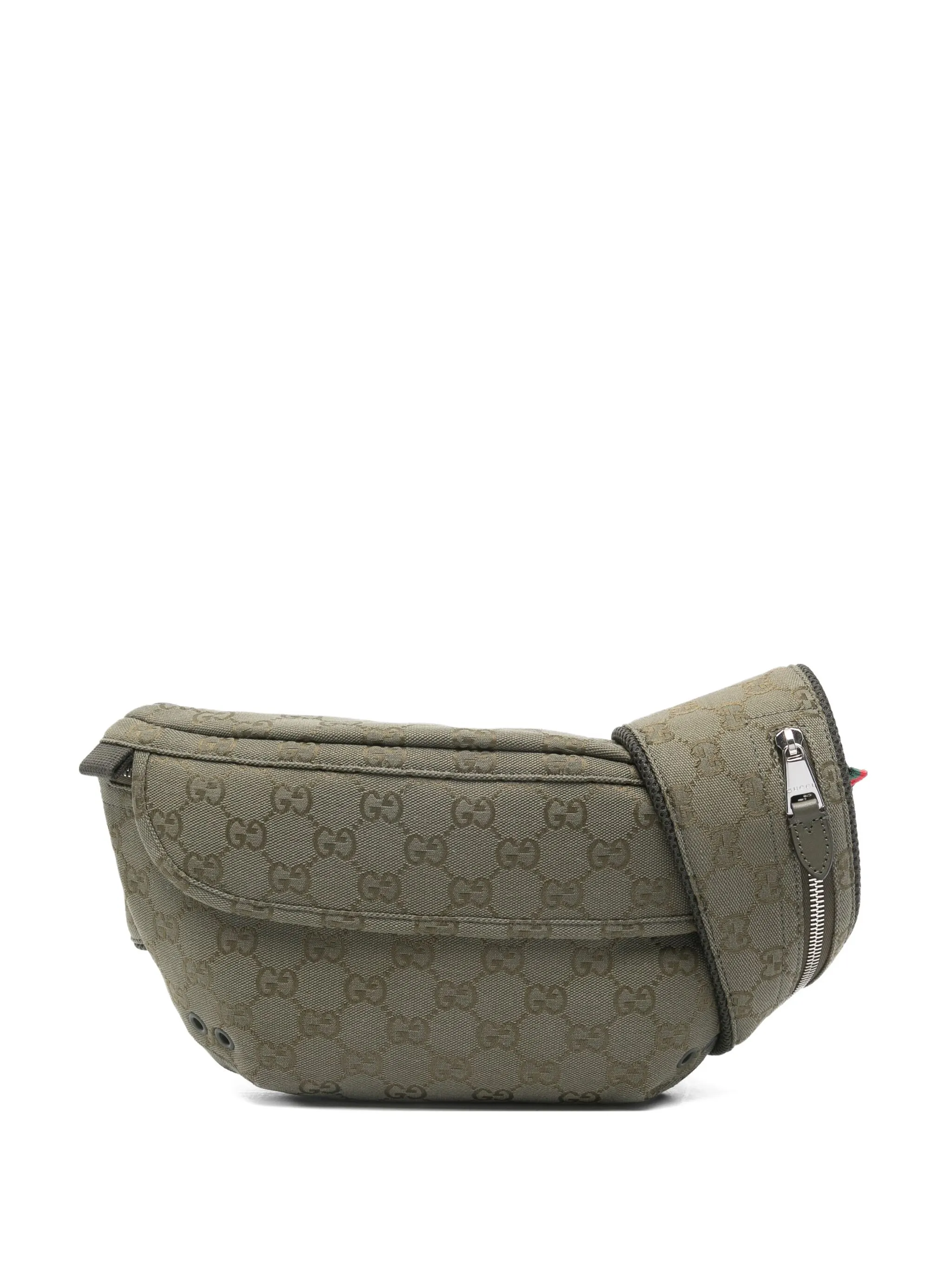 

Поясная сумка из канваса с логотипом GG Gucci, зеленый