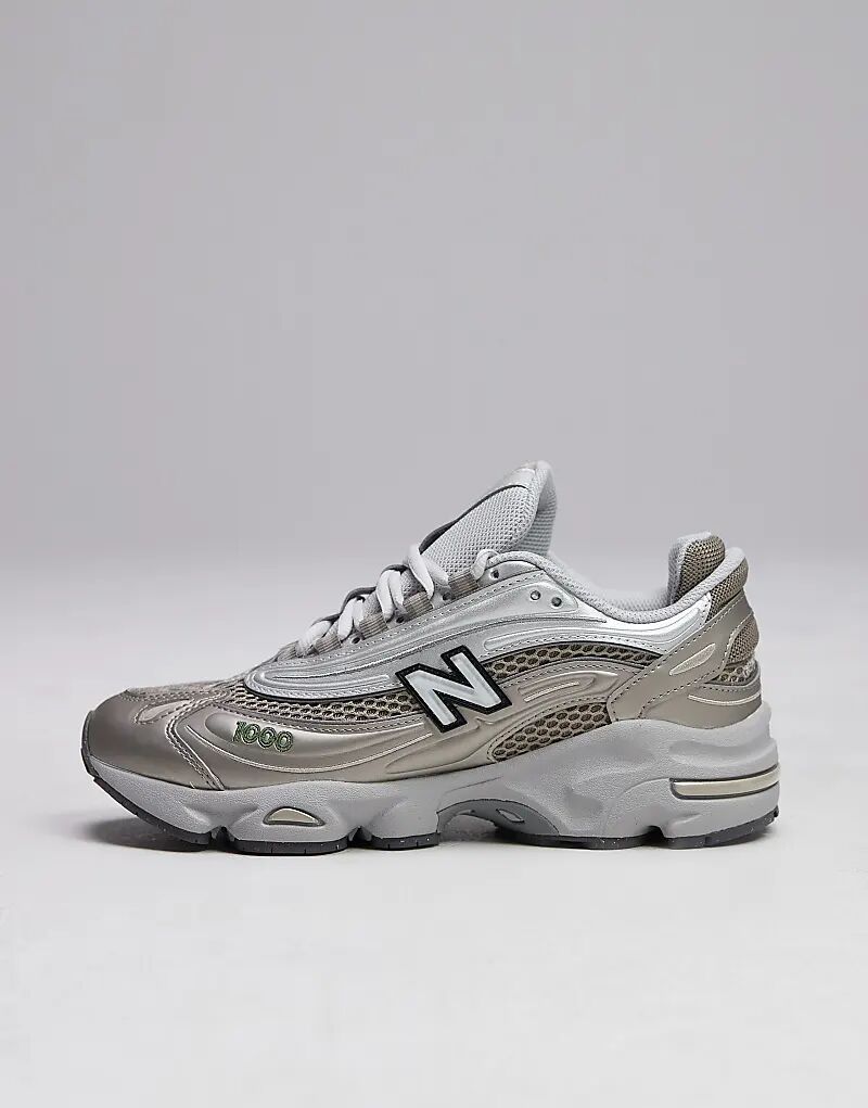 Кроссовки унисекс New Balance M1000 серебристого и бежевого цветов — фото 2
