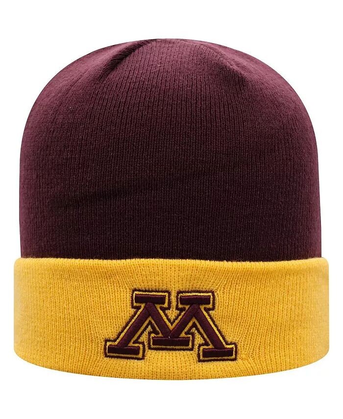 

Мужская двухцветная вязаная шапка с манжетами Minnesota Golden Gophers Core бордово-золотого цвета Top Of The World