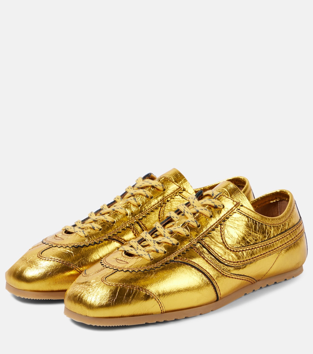Кроссовки из металлизированной кожи Dries Van Noten, золотой — фото 4
