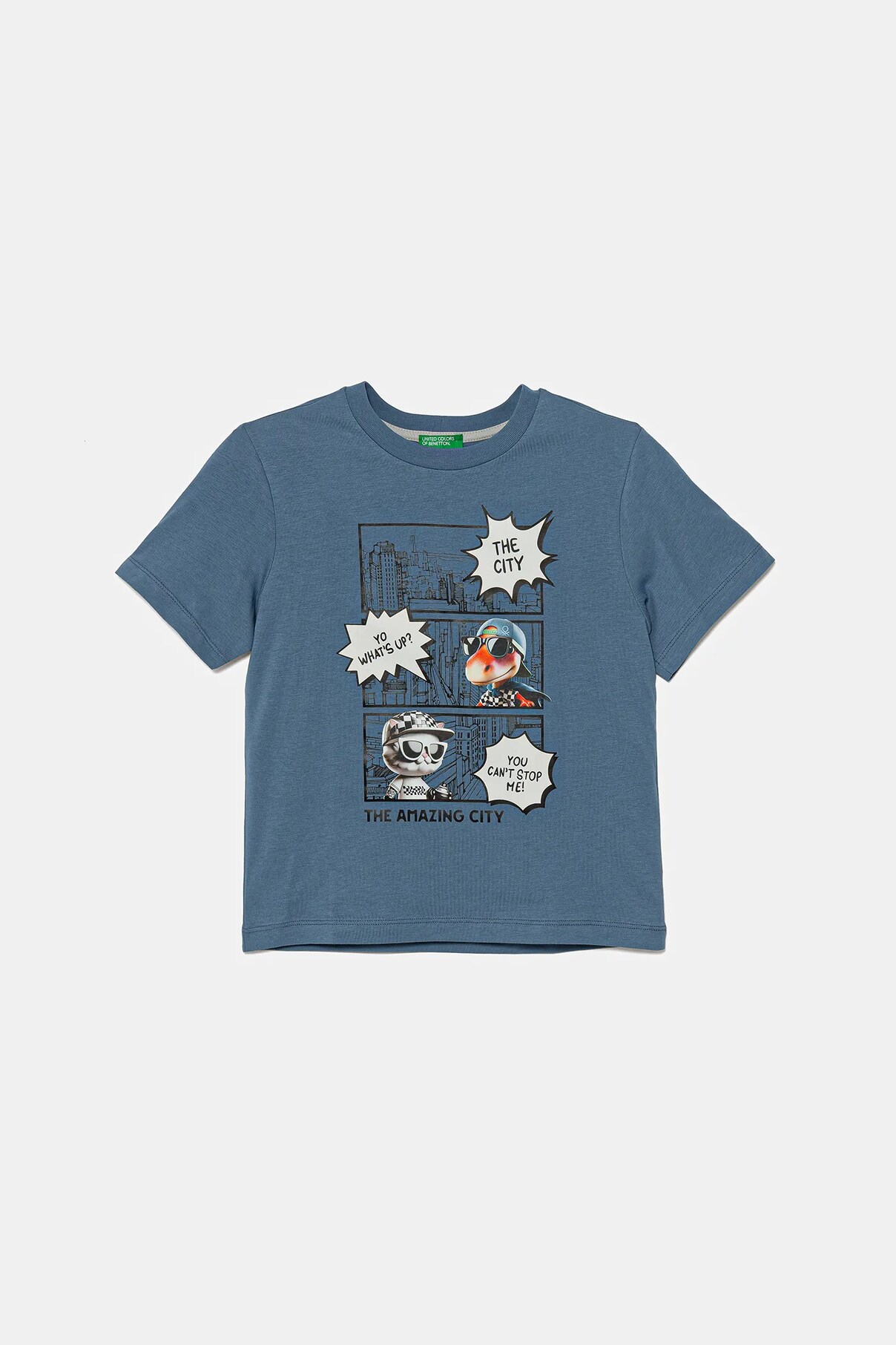 Футболка из хлопка для детей United Colors Of Benetton, синий — фото 2