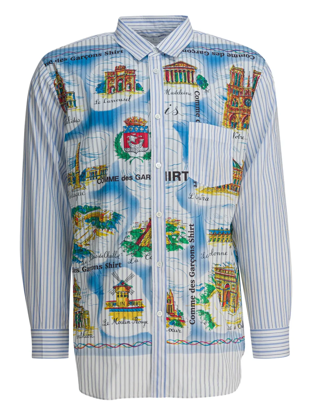 

Рубашка с полосатым графическим принтом Comme Des Garcons, белый
