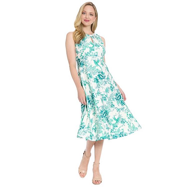 

Платье миди с застежкой-ключ London Times, White Teal