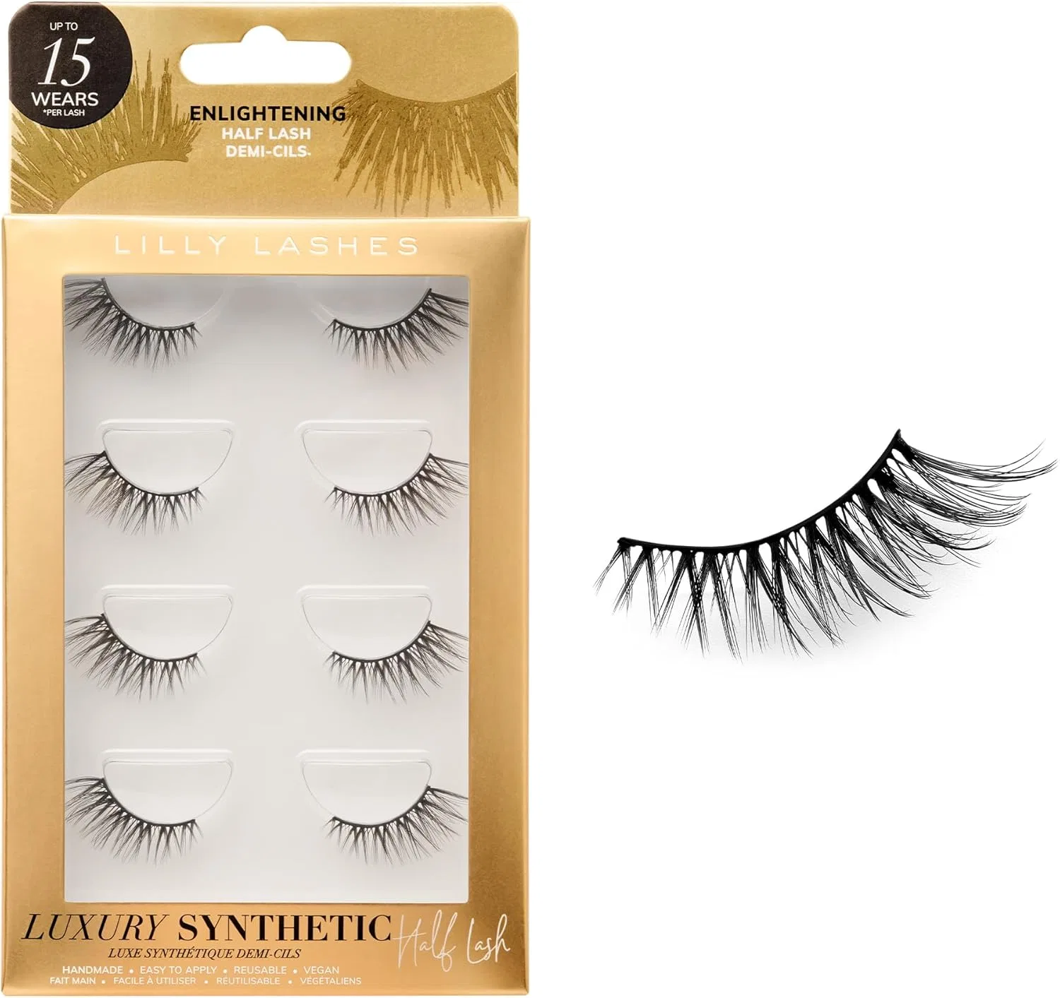 Накладные ресницы Lilly Lashes Luxury Synthetic Half Flash, 4 пары, черные