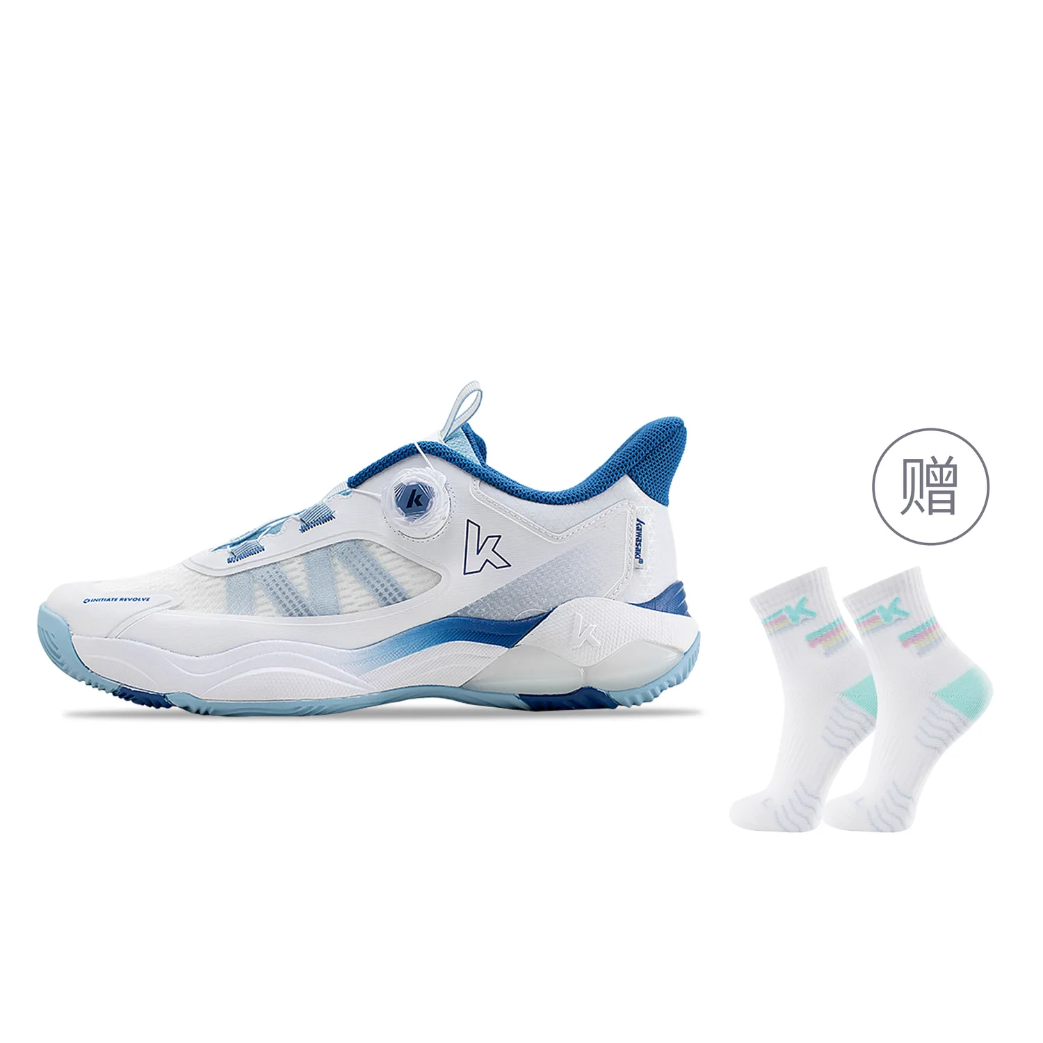 Кроссовки для бадминтона Galaxy SE Lite 1.0 с износостойким дышащим верхом Kawasaki, Pink Blue, Free Sports Socks — фото 3