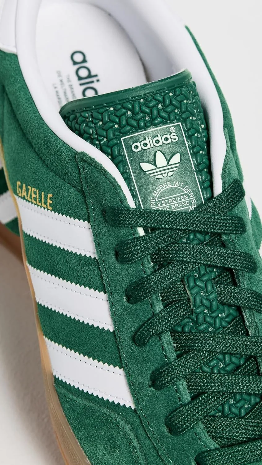 Мужские кроссовки Adidas Gazelle Indoor с шнуровкой, повседневные - зеленые, зеленый/белый — фото 4