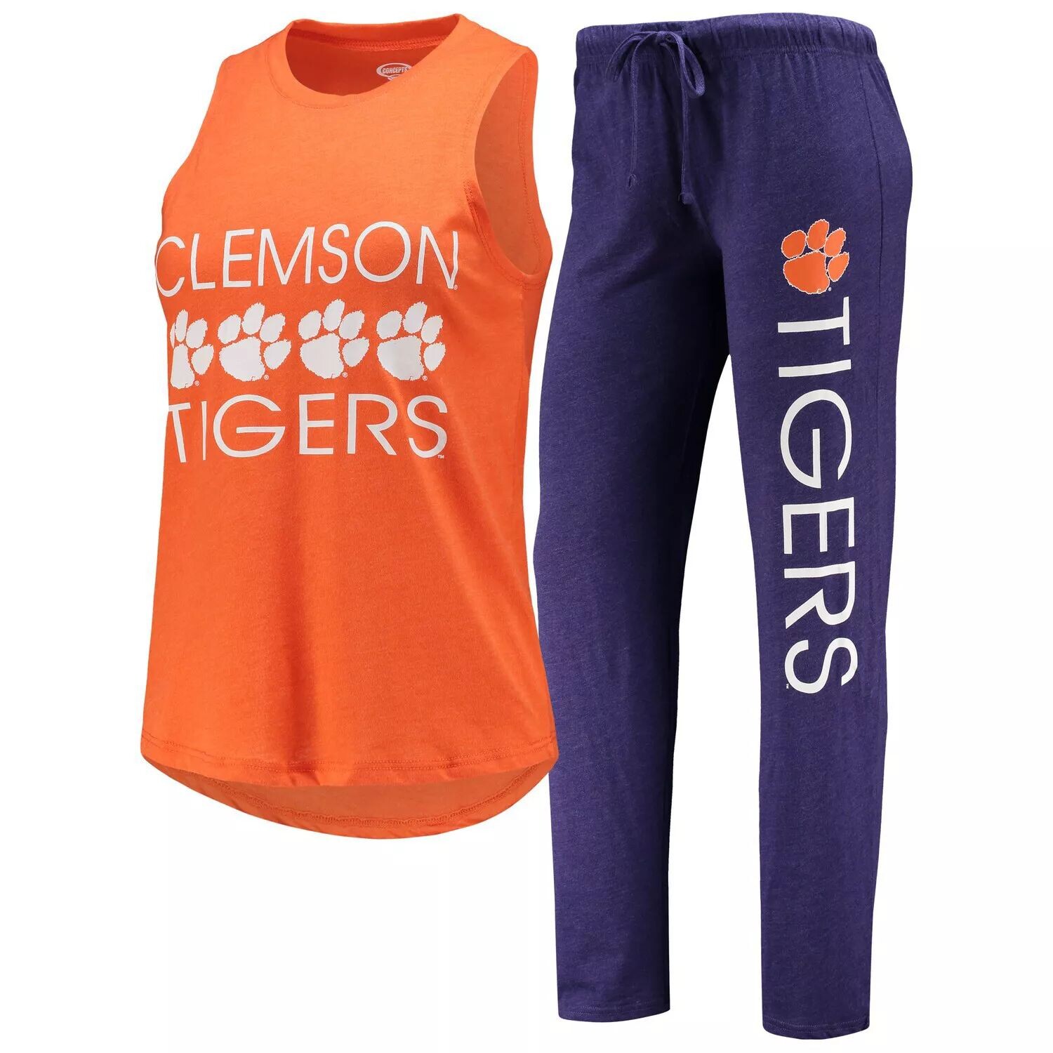 

Женский спортивный комплект для сна Clemson Tigers фиолетового/оранжевого цвета на бретелях и брюках