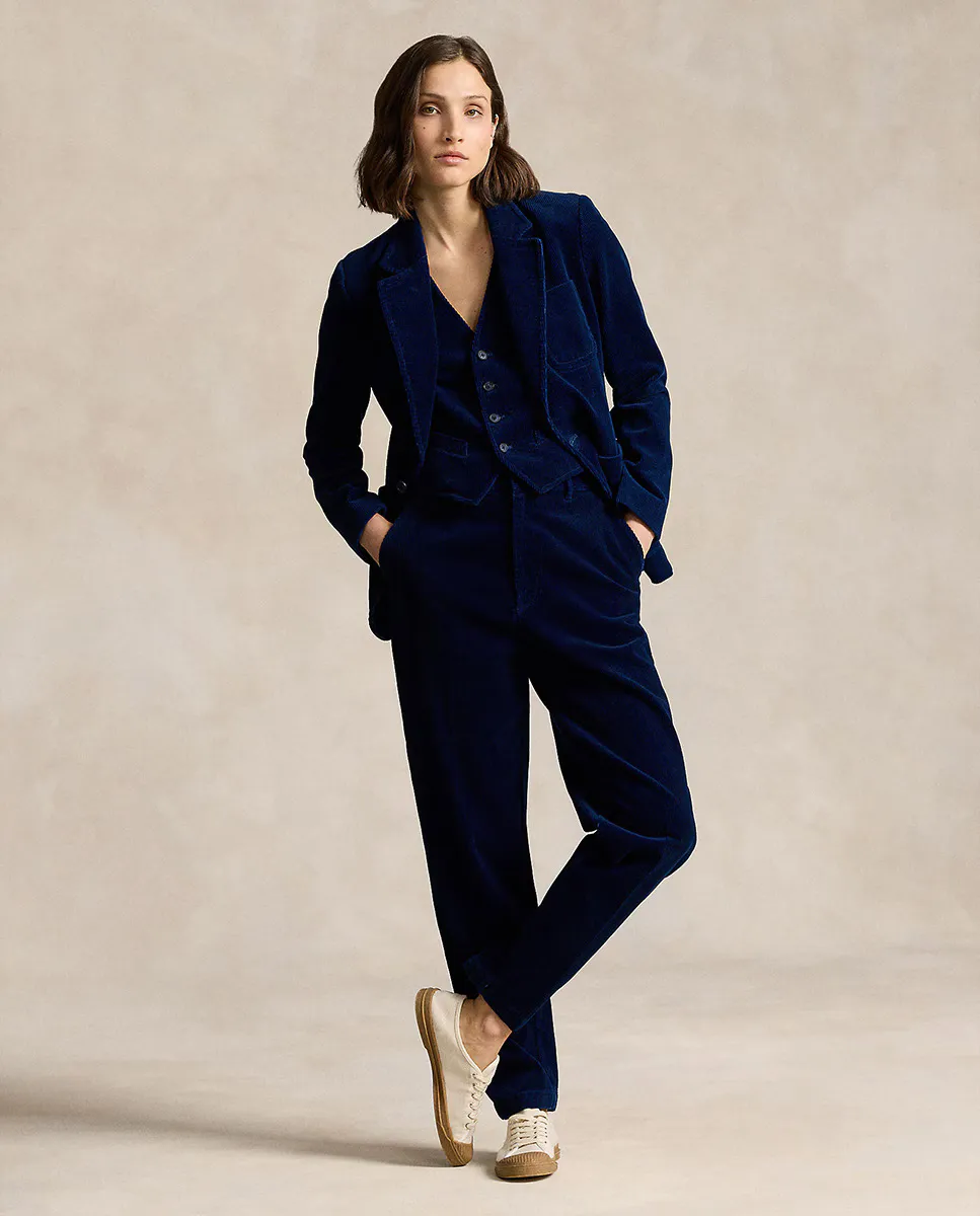 

Женские вельветовые брюки с завышенной талией Polo Ralph Lauren, темно-синий