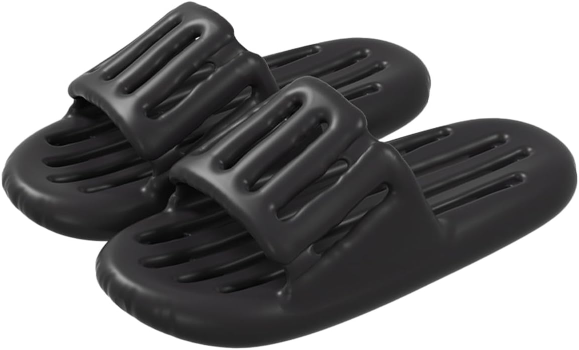 

Женские и мужские шлепанцы для душа oukisam, быстро сохнущие, легкая подошва, нескользящие шлепанцы для ванной, черный