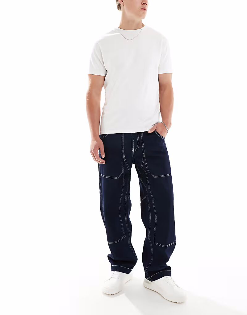 

Джинсы Bershka Skate Fit темно-синего цвета