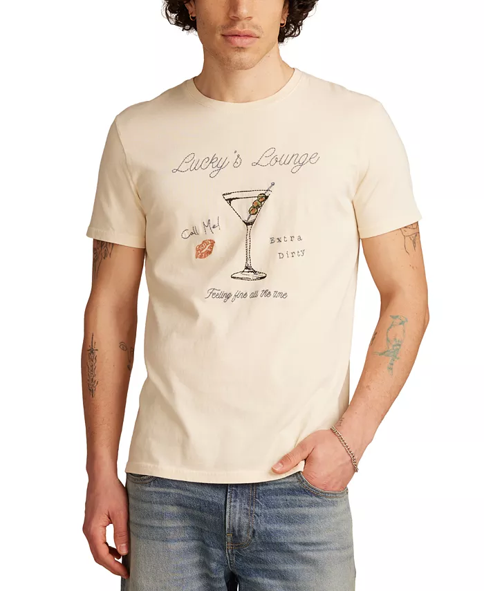 

Мужская графическая футболка Lucky Cocktail с коротким рукавом и круглым вырезом Lucky Brand, коричневый