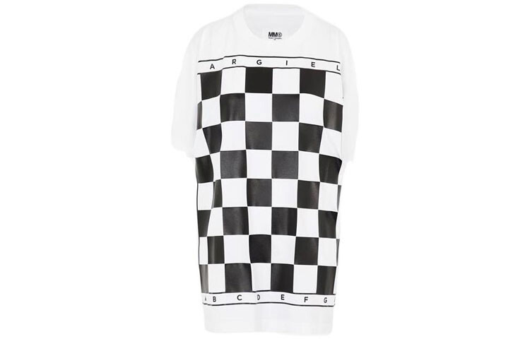 

Футболка женская Mm6 Maison Margiela с клетчам принтом, белый