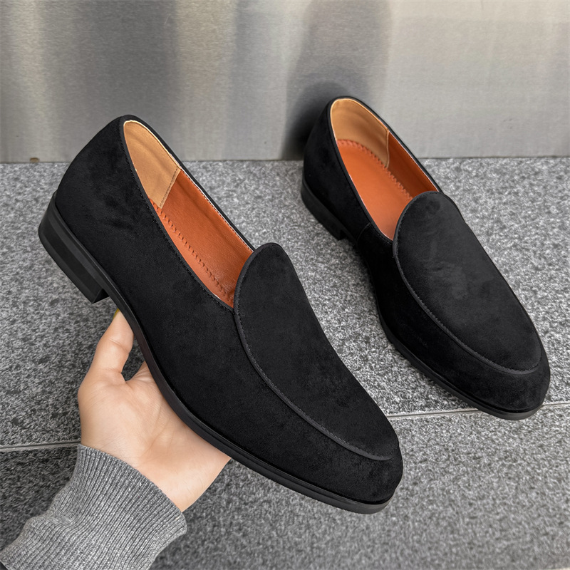 WEISHIBANGWEI Мужские лоферы черные с потайной платформой, цвет Black Hidden Wedge — фото 4