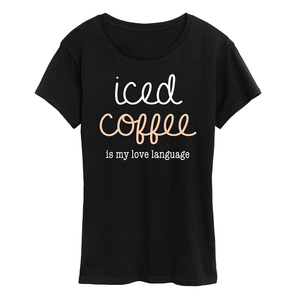 

Женская футболка с графическим рисунком Iced Coffee Love Language, черный