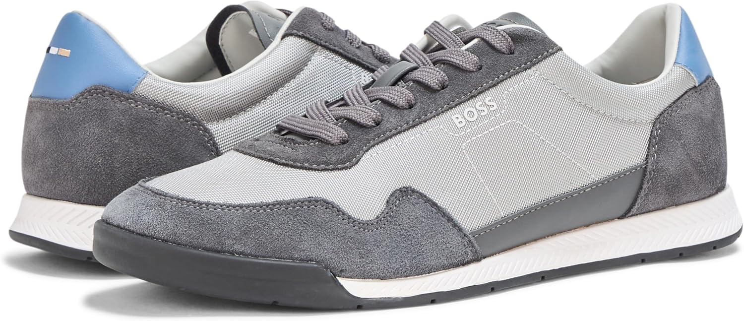 Кроссовки низкие мужские BOSS из комбинированной кожи, Moon Light Grey, Charcoal Grey — фото 3