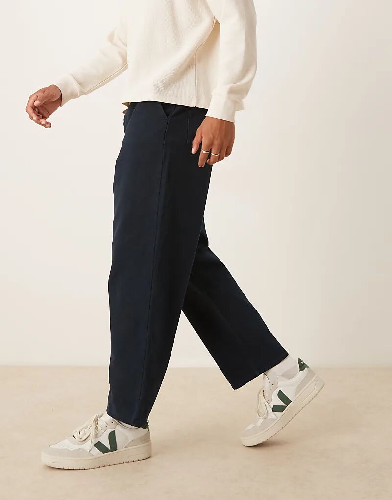 

Свободные зауженные брюки ASOS DESIGN темно-синего цвета