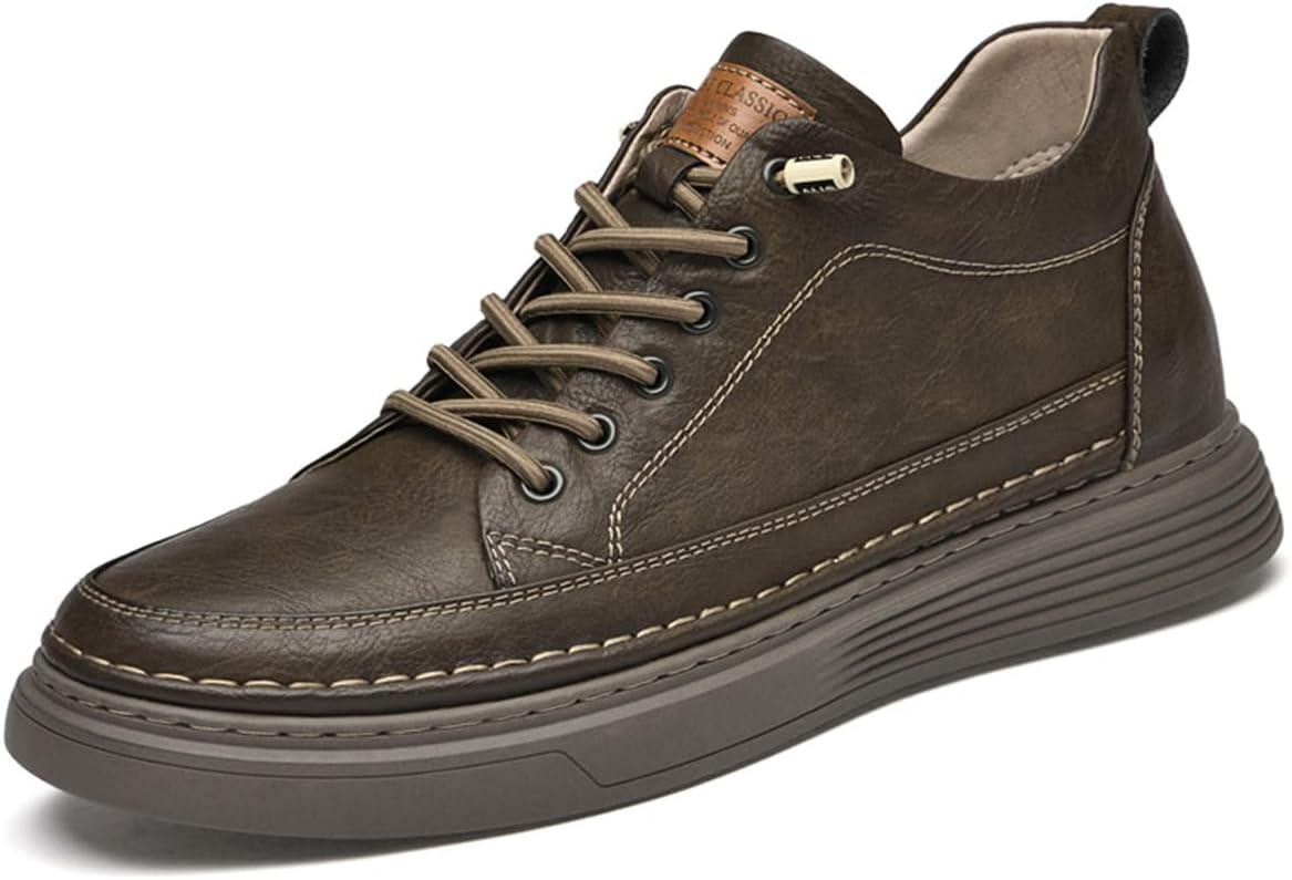 

Мужские кроссовки-лестницы, кожаные невидимые увеличивающие рост спортивные прогулочные кеды, удобная обувь для спорта и повседневного ношения Ukuboxbag, коричневый