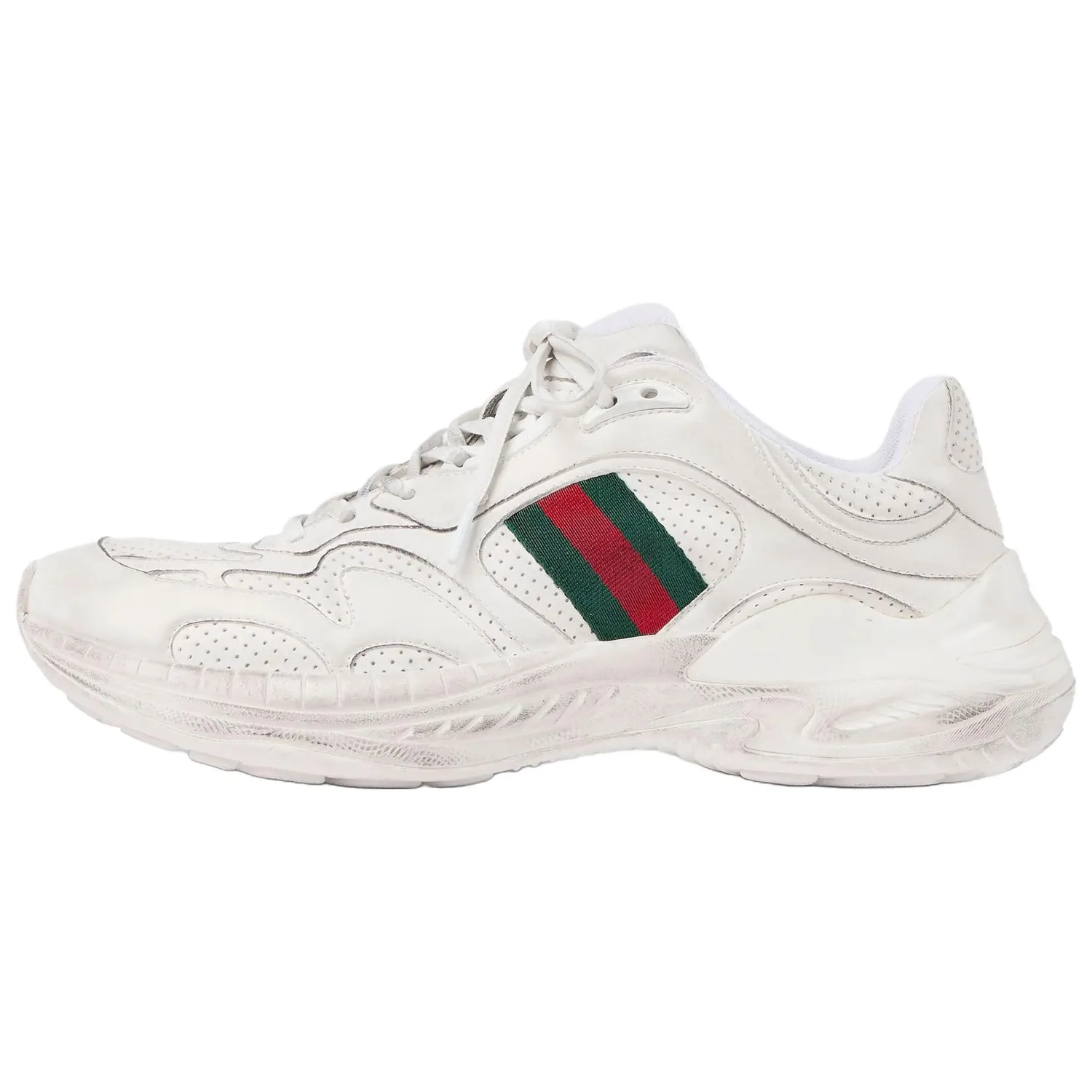 GUCCI Кожаные низкие кроссовки на 5 см мужские белые