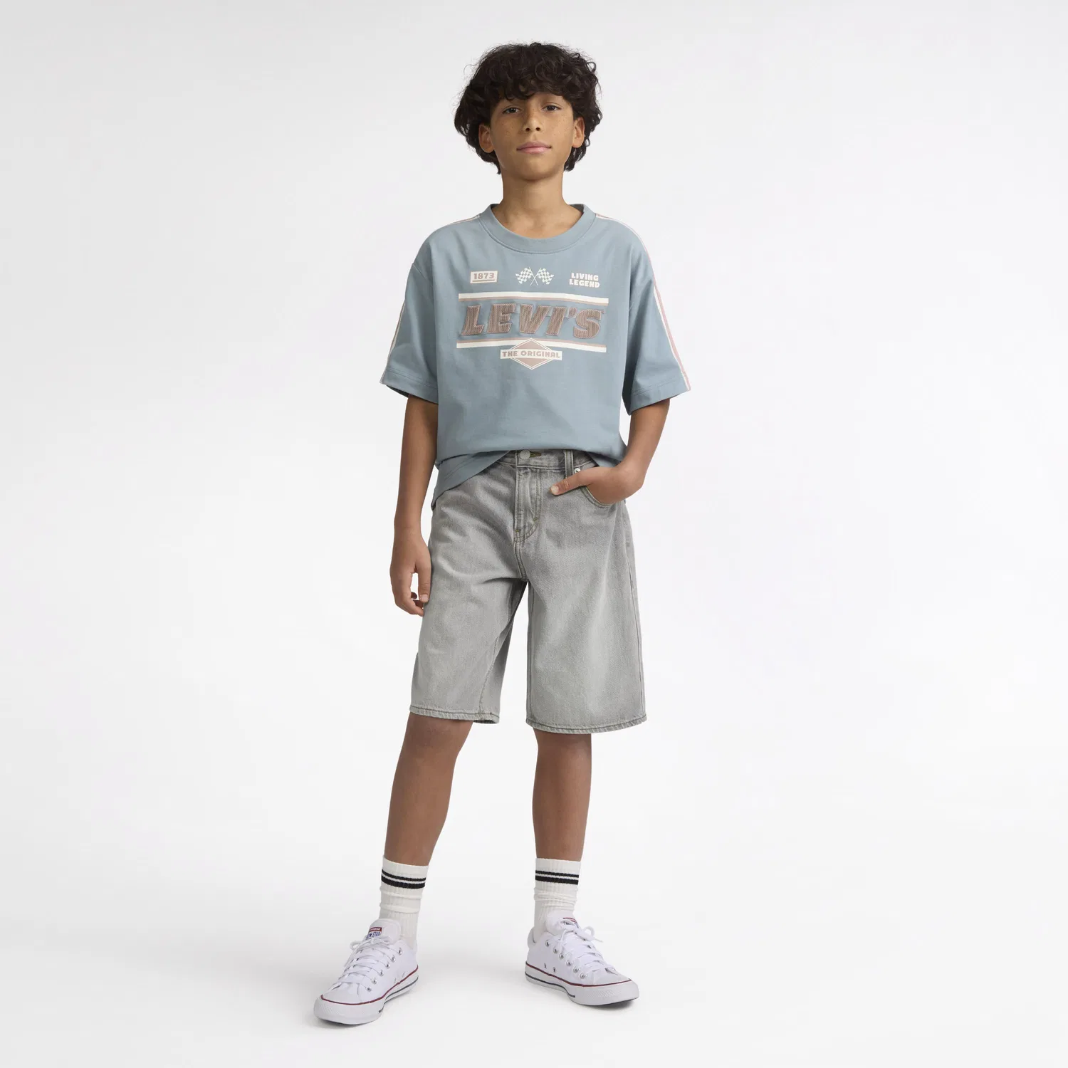 Шорты для скейтбординга, большие размеры для мальчиков 8-20 лет Levi's, Light Wash — фото 4