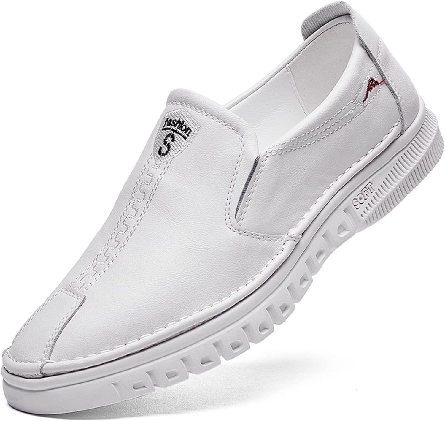 

Мужские кожаные кроссовки Abborora ручной работы, мягкие, легкие, с удобной посадкой, повседневные лоферы, белый