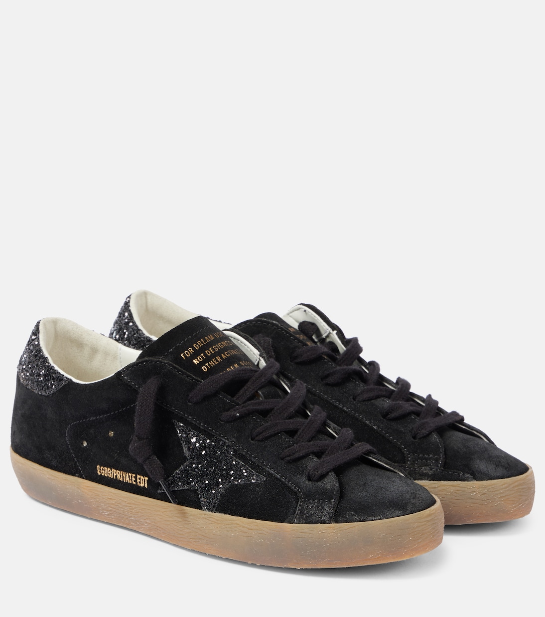 Супер-Звезда блестящие замшевые кроссовки Golden Goose, черный